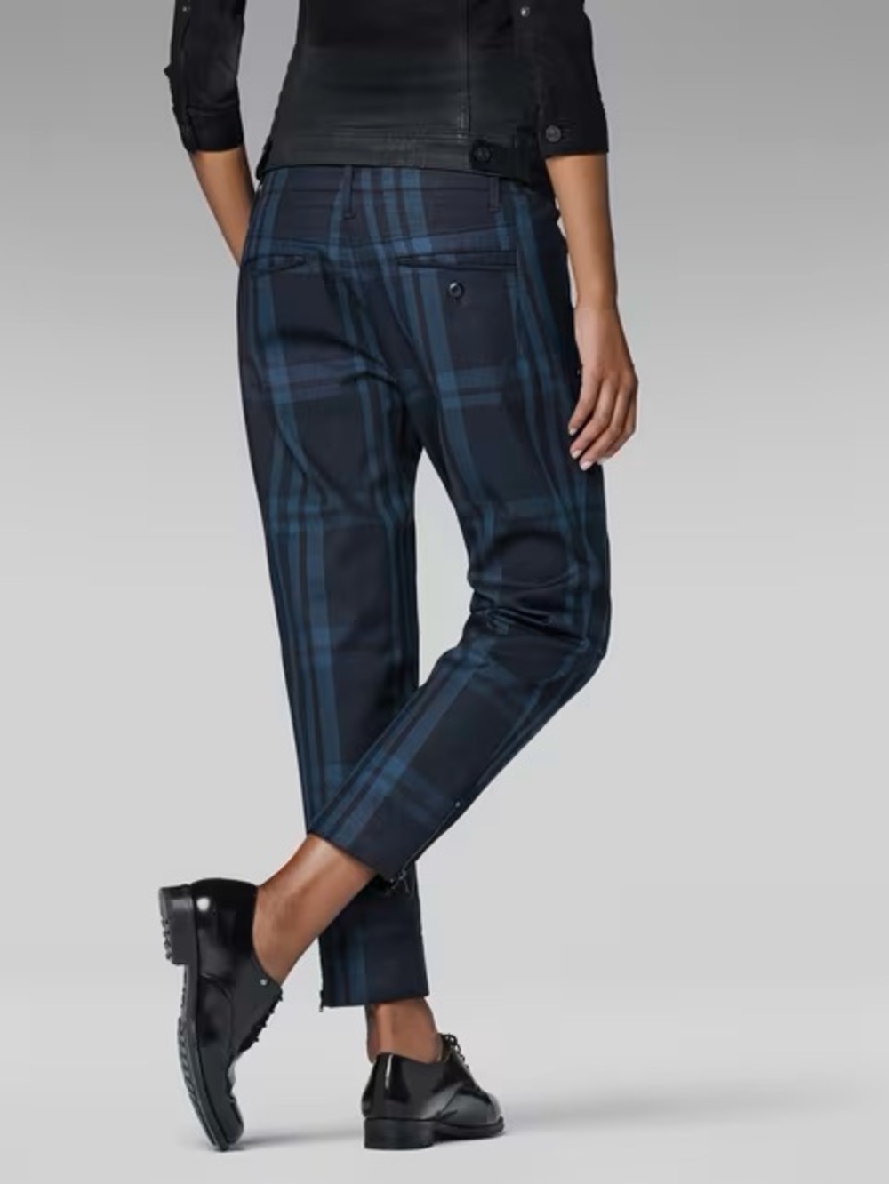 NWT G-Star Raw Women’s Sturwed Mazarine Blue‎ Delon Check Chino Pants Size 10